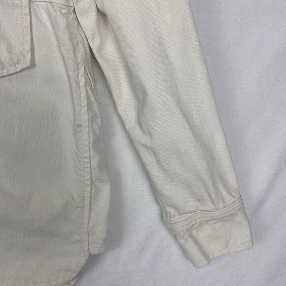 Zara Denim Shacket Shirt Womens Small White Ivory Oversized Pocket Button Up - Picture 16 of 16